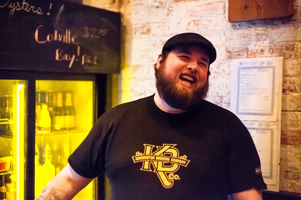 Bar Hop bartender Matt Bod laughing at something hilarious I said